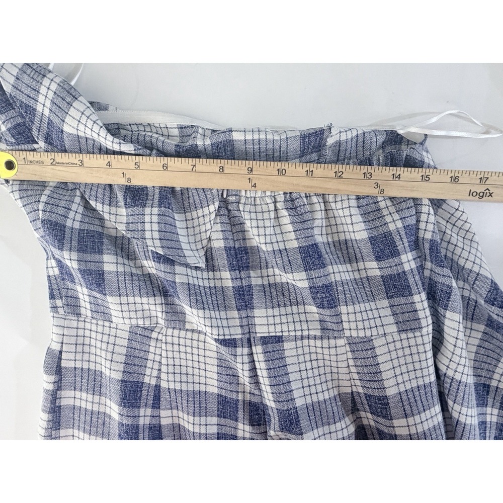 Gianni Bini Clouse Culotte Jumper Womens Size M Blue Plaid Ruffle Front Wide Leg - Picture 6 of 11